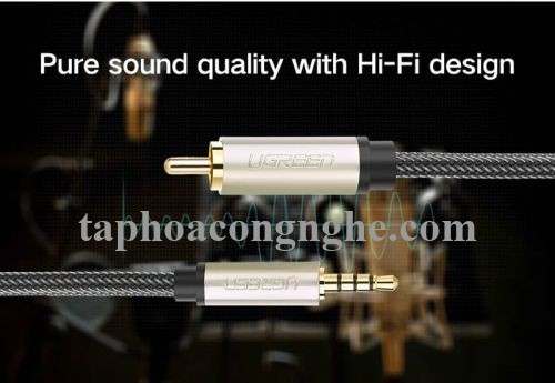 Ugreen 20734 3M chỉ dùng cho tv xiaomi màu Xám Cáp âm thanh bông sen Coaxial sang 3.5mm dương cao cấp AV132 30020734